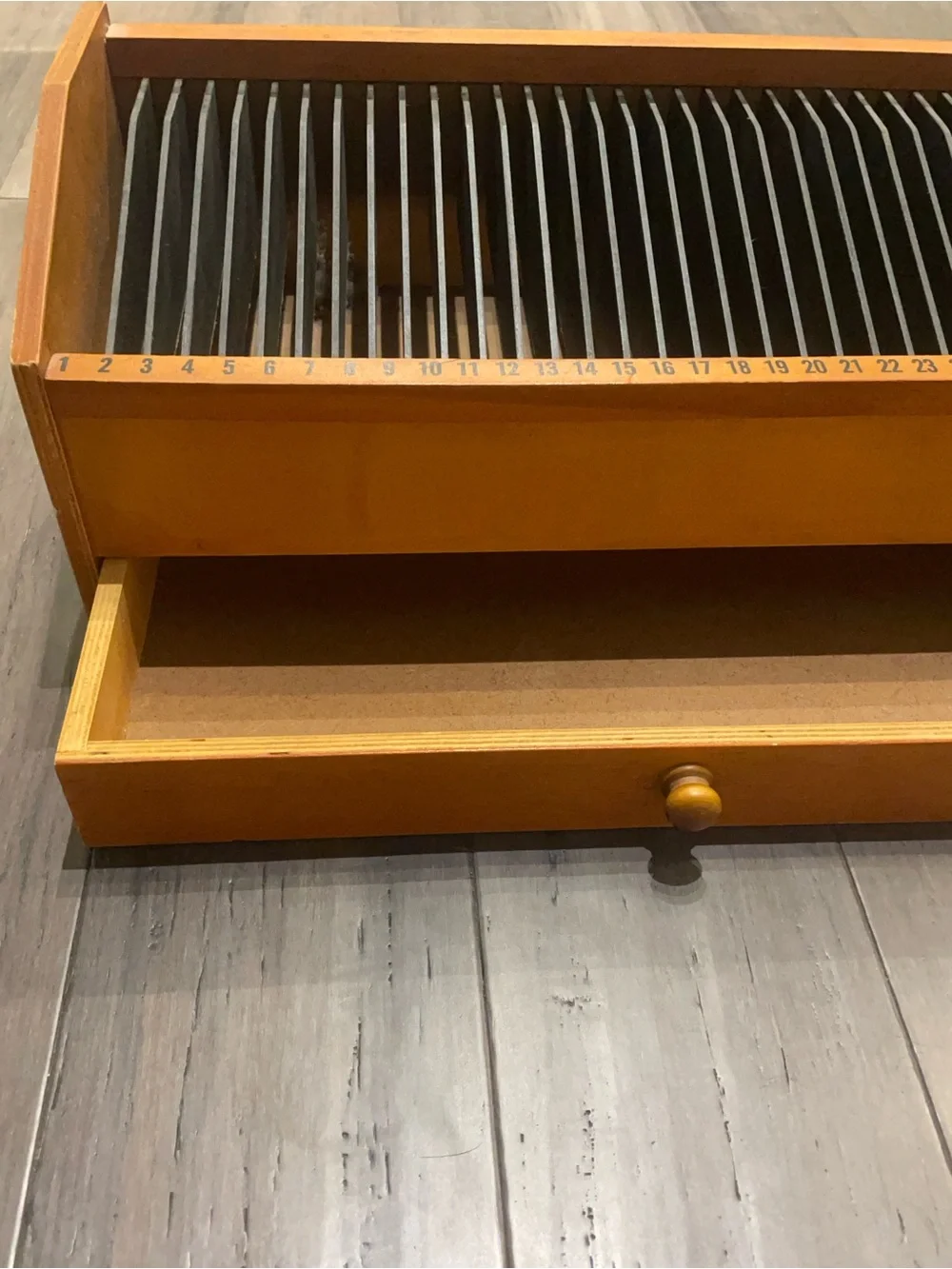 Vintage Wooden CD Storage Rack Organizer 31+ Slots w/ Drawer Retro Media Holder